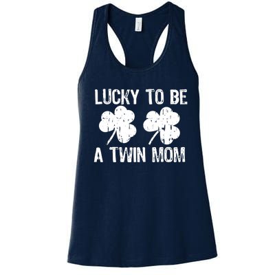 Lucky To Be A Twin Mom St Patrick's Day Women's Racerback Tank