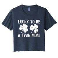 Lucky To Be A Twin Mom St Patrick's Day Women's Crop Top Tee