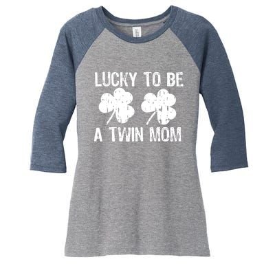 Lucky To Be A Twin Mom St Patrick's Day Women's Tri-Blend 3/4-Sleeve Raglan Shirt