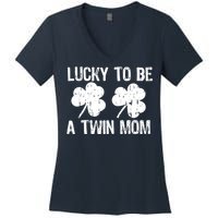 Lucky To Be A Twin Mom St Patrick's Day Women's V-Neck T-Shirt