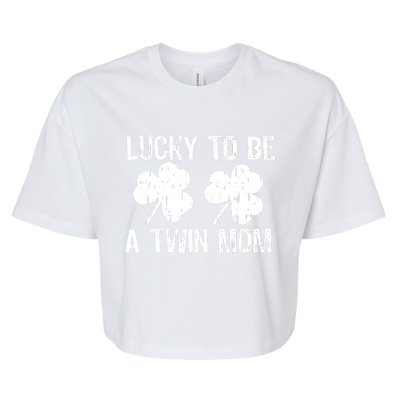 Lucky To Be A Twin Mom St Patrick's Day Bella+Canvas Jersey Crop Tee