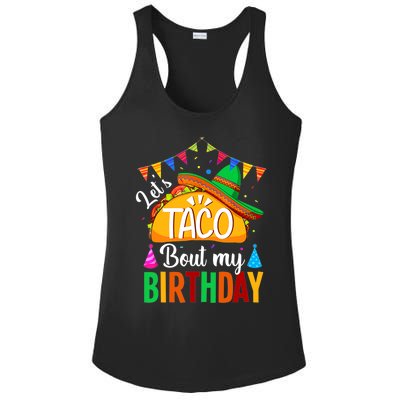 Let's Taco Bout My Birthday Funny Mexican Party Boy Girl Ladies PosiCharge Competitor Racerback Tank