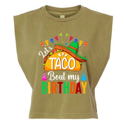 Let's Taco Bout My Birthday Funny Mexican Party Boy Girl Garment-Dyed Women's Muscle Tee