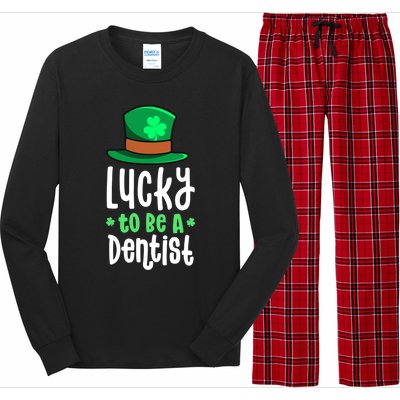 Lucky To Be A Dentist St Patricks Day Shamrock Dental Gift Long Sleeve Pajama Set