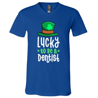 Lucky To Be A Dentist St Patricks Day Shamrock Dental Gift V-Neck T-Shirt