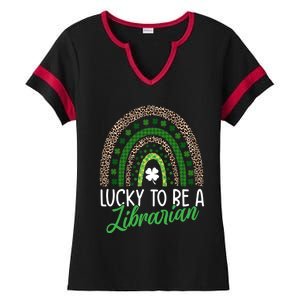 Lucky To Be A Librarian Tee School St Patrick's Day Library Gift Ladies Halftime Notch Neck Tee