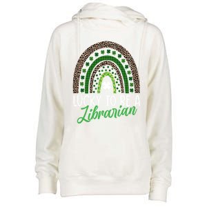 Lucky To Be A Librarian Tee School St Patrick's Day Library Gift Womens Funnel Neck Pullover Hood