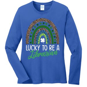 Lucky To Be A Librarian Tee School St Patrick's Day Library Gift Ladies Long Sleeve Shirt