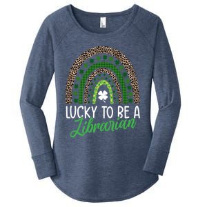 Lucky To Be A Librarian Tee School St Patrick's Day Library Gift Women's Perfect Tri Tunic Long Sleeve Shirt