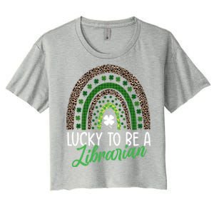 Lucky To Be A Librarian Tee School St Patrick's Day Library Gift Women's Crop Top Tee