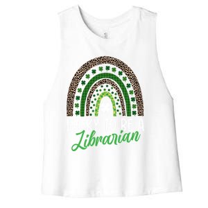 Lucky To Be A Librarian Tee School St Patrick's Day Library Gift Women's Racerback Cropped Tank