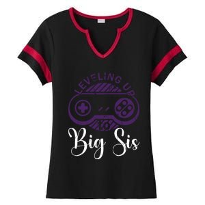 Leveling To Big Sis Big Sis Little Bro Designs Gift Ladies Halftime Notch Neck Tee