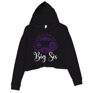 Leveling To Big Sis Big Sis Little Bro Designs Gift Crop Fleece Hoodie