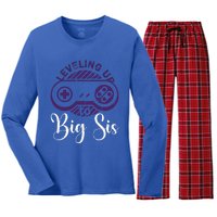 Leveling To Big Sis Big Sis Little Bro Designs Gift Women's Long Sleeve Flannel Pajama Set 