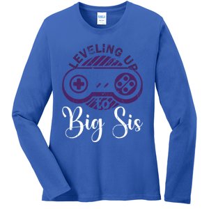 Leveling To Big Sis Big Sis Little Bro Designs Gift Ladies Long Sleeve Shirt