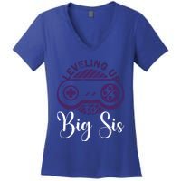 Leveling To Big Sis Big Sis Little Bro Designs Gift Women's V-Neck T-Shirt