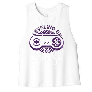 Leveling To Big Sis Big Sis Little Bro Designs Gift Women's Racerback Cropped Tank