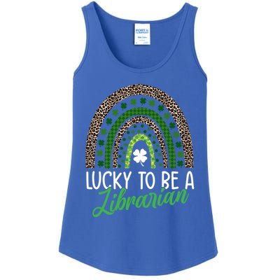 Lucky To Be A Librarian Tee School St Patrick's Day Library Gift Ladies Essential Tank