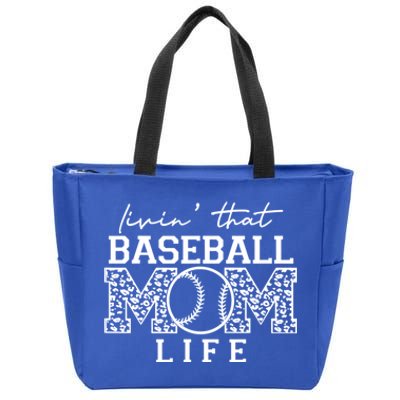 Livin That Baseball Mom Life Leopard Happy Mothers Day Cool Gift Zip Tote Bag