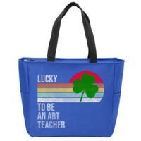 Lucky To Be An Art Teacher St Patricks Day Vintage Retro Gift Zip Tote Bag