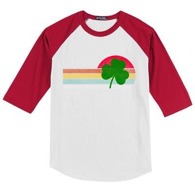 Lucky To Be An Art Teacher St Patricks Day Vintage Retro Gift Kids Colorblock Raglan Jersey