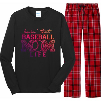 Livin That Baseball Mom Life Leopard Happy Mothers Day Gift Long Sleeve Pajama Set