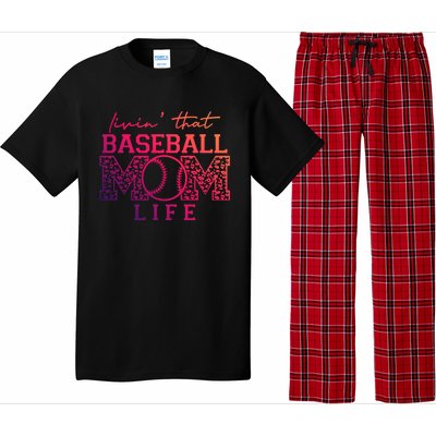 Livin That Baseball Mom Life Leopard Happy Mothers Day Gift Pajama Set