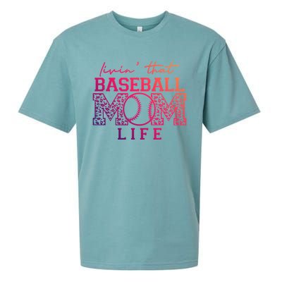 Livin That Baseball Mom Life Leopard Happy Mothers Day Gift Sueded Cloud Jersey T-Shirt