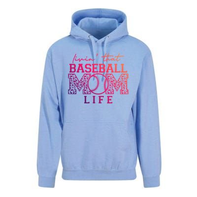 Livin That Baseball Mom Life Leopard Happy Mothers Day Gift Unisex Surf Hoodie