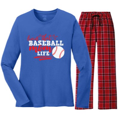 Livin That Baseball Mom Life Cute Gift Women's Long Sleeve Flannel Pajama Set 