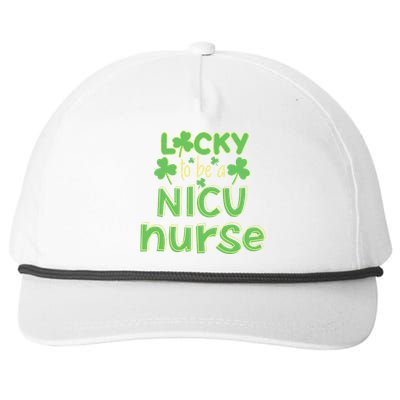 Lucky To Be A NICU Nurse ST Patricks Day Gift RN Shamrock Snapback Five-Panel Rope Hat