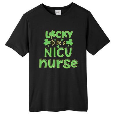 Lucky To Be A NICU Nurse ST Patricks Day Gift RN Shamrock Tall Fusion ChromaSoft Performance T-Shirt