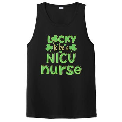 Lucky To Be A NICU Nurse ST Patricks Day Gift RN Shamrock PosiCharge Competitor Tank