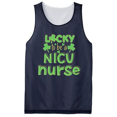 Lucky To Be A NICU Nurse ST Patricks Day Gift RN Shamrock Mesh Reversible Basketball Jersey Tank