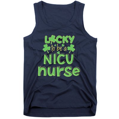 Lucky To Be A NICU Nurse ST Patricks Day Gift RN Shamrock Tank Top