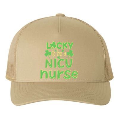 Lucky To Be A NICU Nurse ST Patricks Day Gift RN Shamrock Yupoong Adult 5-Panel Trucker Hat