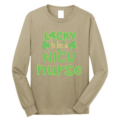 Lucky To Be A NICU Nurse ST Patricks Day Gift RN Shamrock Long Sleeve Shirt