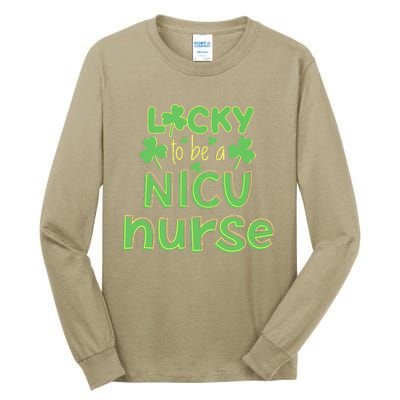 Lucky To Be A NICU Nurse ST Patricks Day Gift RN Shamrock Tall Long Sleeve T-Shirt