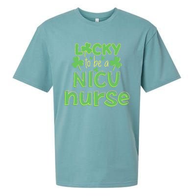 Lucky To Be A NICU Nurse ST Patricks Day Gift RN Shamrock Sueded Cloud Jersey T-Shirt