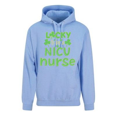 Lucky To Be A NICU Nurse ST Patricks Day Gift RN Shamrock Unisex Surf Hoodie