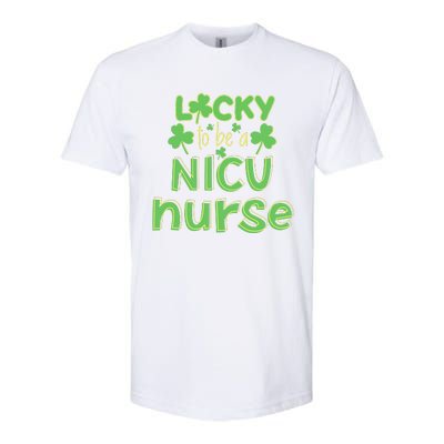 Lucky To Be A NICU Nurse ST Patricks Day Gift RN Shamrock Softstyle® CVC T-Shirt