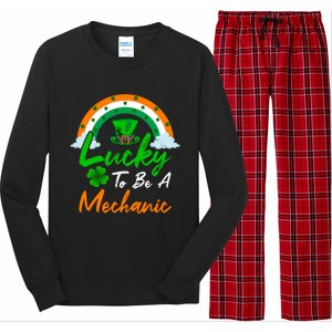 Lucky To Be A Mechanic St Patrick's Day Gift Long Sleeve Pajama Set