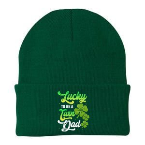 Lucky To Be A Twin Dad Twins Siblings Family Daddy Papa Gift Knit Cap Winter Beanie