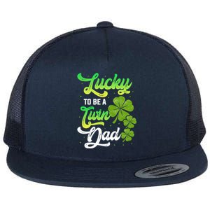 Lucky To Be A Twin Dad Twins Siblings Family Daddy Papa Gift Flat Bill Trucker Hat