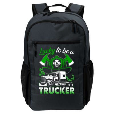 Lucky To Be A Trucker Truck Driver Patricks Day Irish Truck Funny Gift Daily Commute Backpack