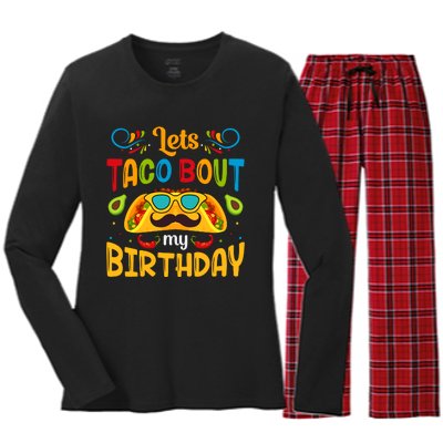 LetS Taco Bout My Birthday Cinco De Mayo Celebration Women's Long Sleeve Flannel Pajama Set 