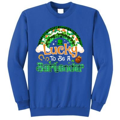 Lucky To Be Bartender Shamrock Rainbow Patrick Day Gift Sweatshirt