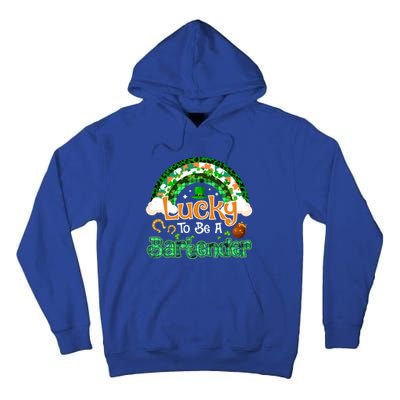 Lucky To Be Bartender Shamrock Rainbow Patrick Day Gift Tall Hoodie