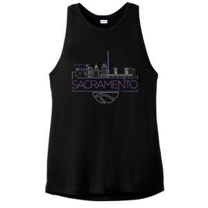 Light The Beam City Skyline Sacramento Basketball Ladies PosiCharge Tri-Blend Wicking Tank