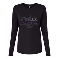 Light The Beam City Skyline Sacramento Basketball Womens Cotton Relaxed Long Sleeve T-Shirt